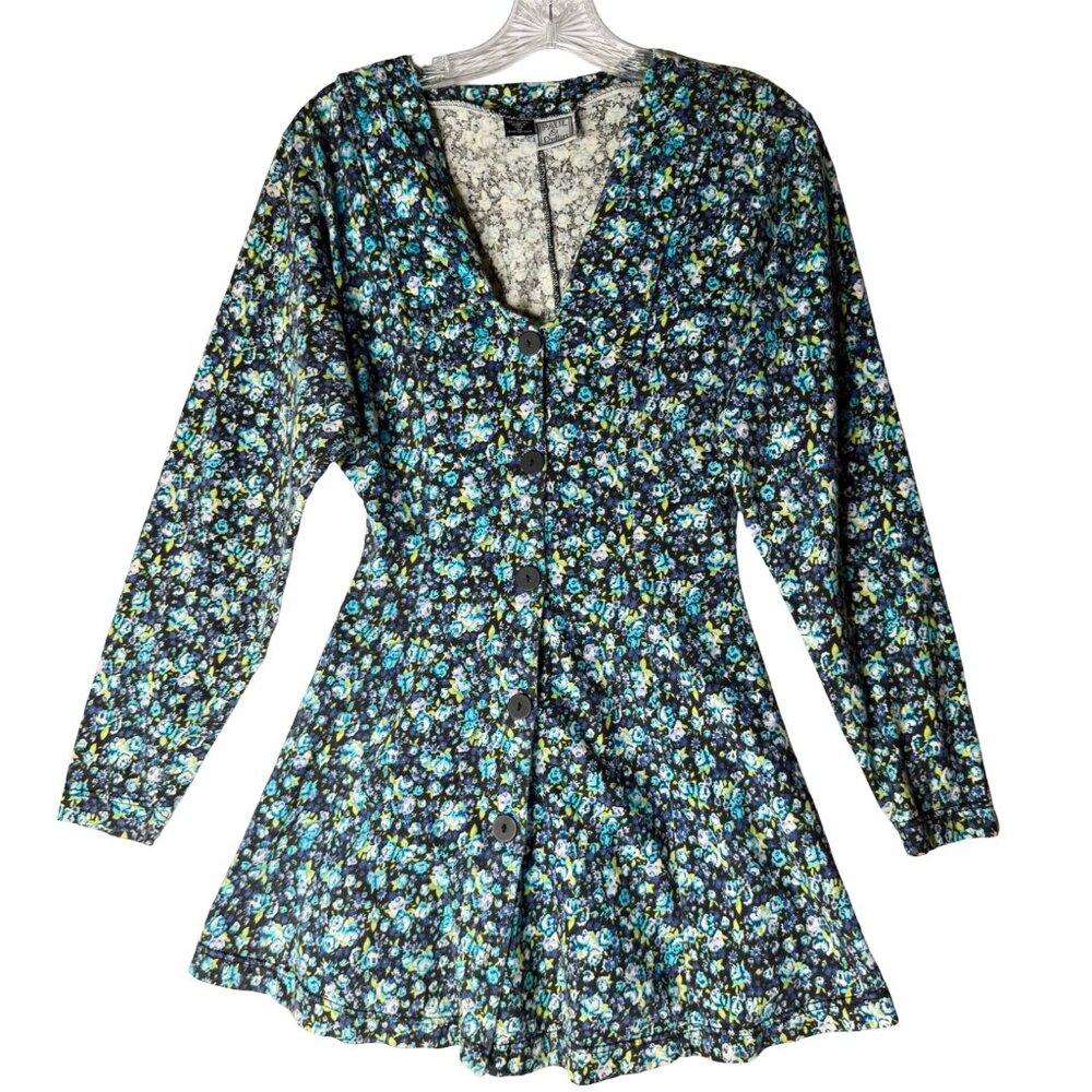 Floral Babydoll Vintage 80s Button-Front Tunic Top – Paul et Duffier – Size M